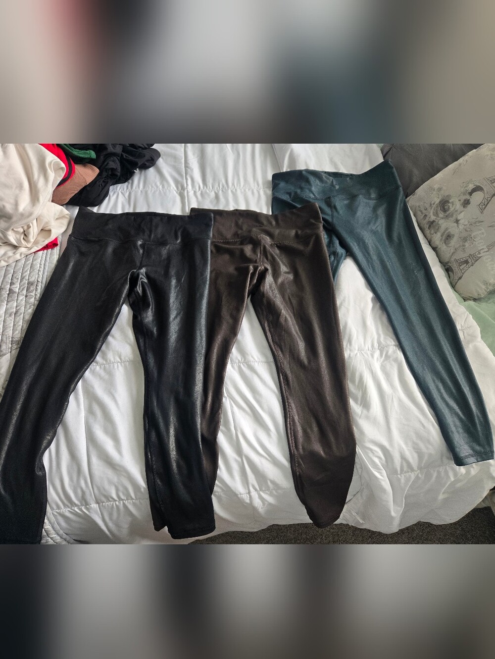 Athelta 3 Foil Leggings Bundle - Black, Brown, Green 7/8 Length Size Large